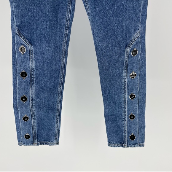 BDG NWT URBAN OUTFITTERS HIGH RISE BLUE BUTTON DOWN LEG JEANS 24 - Picture 4 of 10